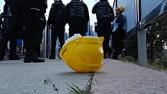 Ankara'da madencilerin grevinden bir görüntü.