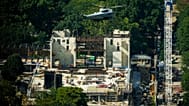 Marine One mit Präsident Trump an Bord überfliegt die Baustelle des neuen Ballsaals im Weißen Haus (21. August 2026)