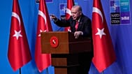 الرئيس التركي رجب طيب أردوغان يتحدث خلال مؤتمر صحفي في قمة الناتو في أنقرة، تركيا، الأربعاء 8 يوليو 2026. (AP Photo/حسين مالا)