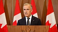 Prime Minister Mark Carney speaks about Canada's response to new U.S. tariffs during a news conference on Parliament Hill in Ottawa on Saturday, Aug. 22, 2026.