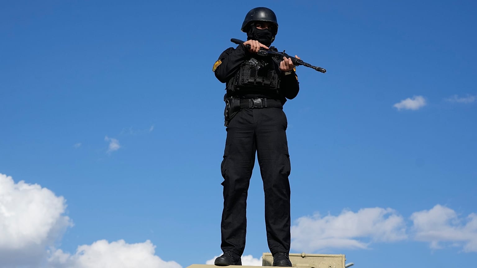 A member of police special forces stands guard in Iran 