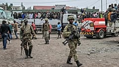 M23 rebels escort government soldiers and police who surrendered to an undisclosed location in Goma, Democratic republic of the Congo, Jan. 30, 2025.