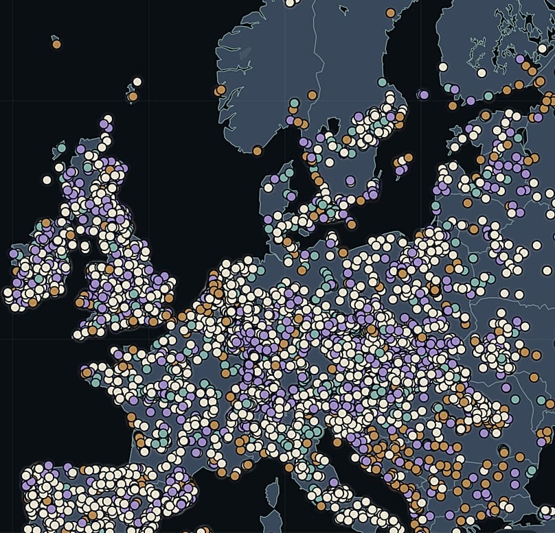 L’Europa presenta grandi concentrazioni di indicatori di posizione