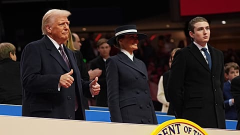 Barron Trump alongside Melania and Donald Trump