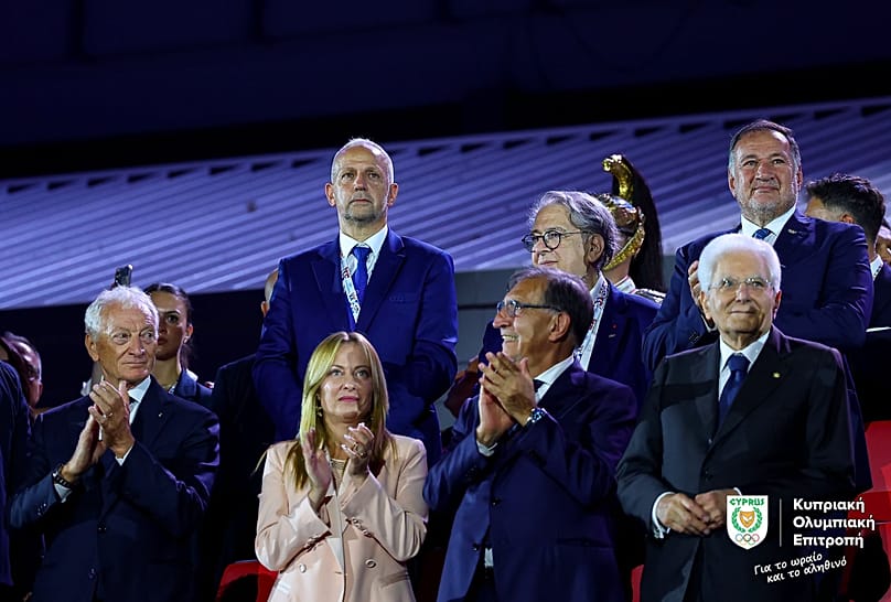 Η κερκίδα επισήμων στην τελετή έναρξης