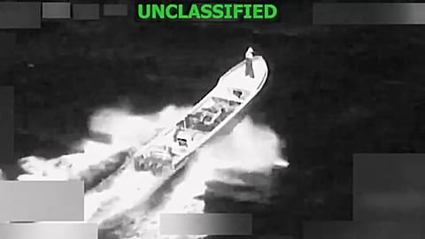 A vessel accused of trafficking drugs in the eastern Pacific Ocean shortly before it was destroyed by the US military, 23 January, 2026