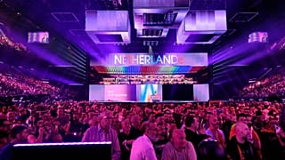 The votes from the Netherlands jury are read out during the Grand Final of the Eurovision Song Contest in Malmö, 11 May, 2024
