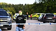 Police outside Brinellskolan during a major emergency response after a man with a sword reportedly injured several people at the school in Fagersta, 21 August, 2026