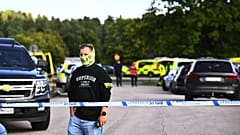 Police outside Brinellskolan during a major emergency response after a man with a sword reportedly injured several people at the school in Fagersta, 21 August, 2026