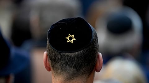 A man wearing a kippah during a ceremony in Argentina in 2024. Illustrative image