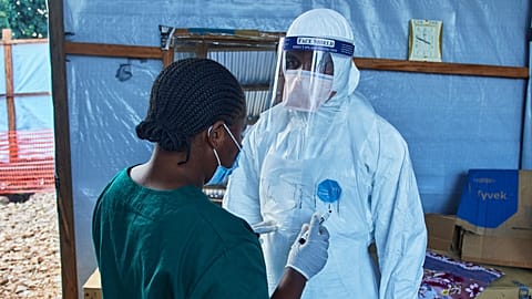 Health workers interact at the Evangelical Medical Centre in Bunia, 3 July, 2026