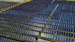 Solar panels in operation on 28 April 2026 at a farm in Christiana, Tennessee