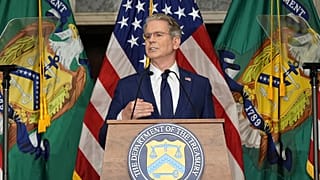 Treasury Secretary Scott Bessent speaks at a news conference, Monday, Aug. 24, 2026, at the Treasury Department in Washington.