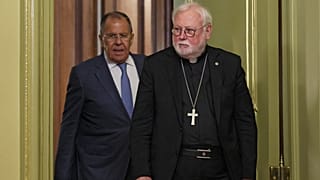 Russian Foreign Minister Sergei Lavrov with Archbishop Paul Richard Gallagher during their meeting in Moscow, 25 August, 2026