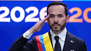 FILE - Colombia's President Abelardo de la Espriella salutes after taking the oath of office in Cali, Colombia, Aug. 7, 2026. 