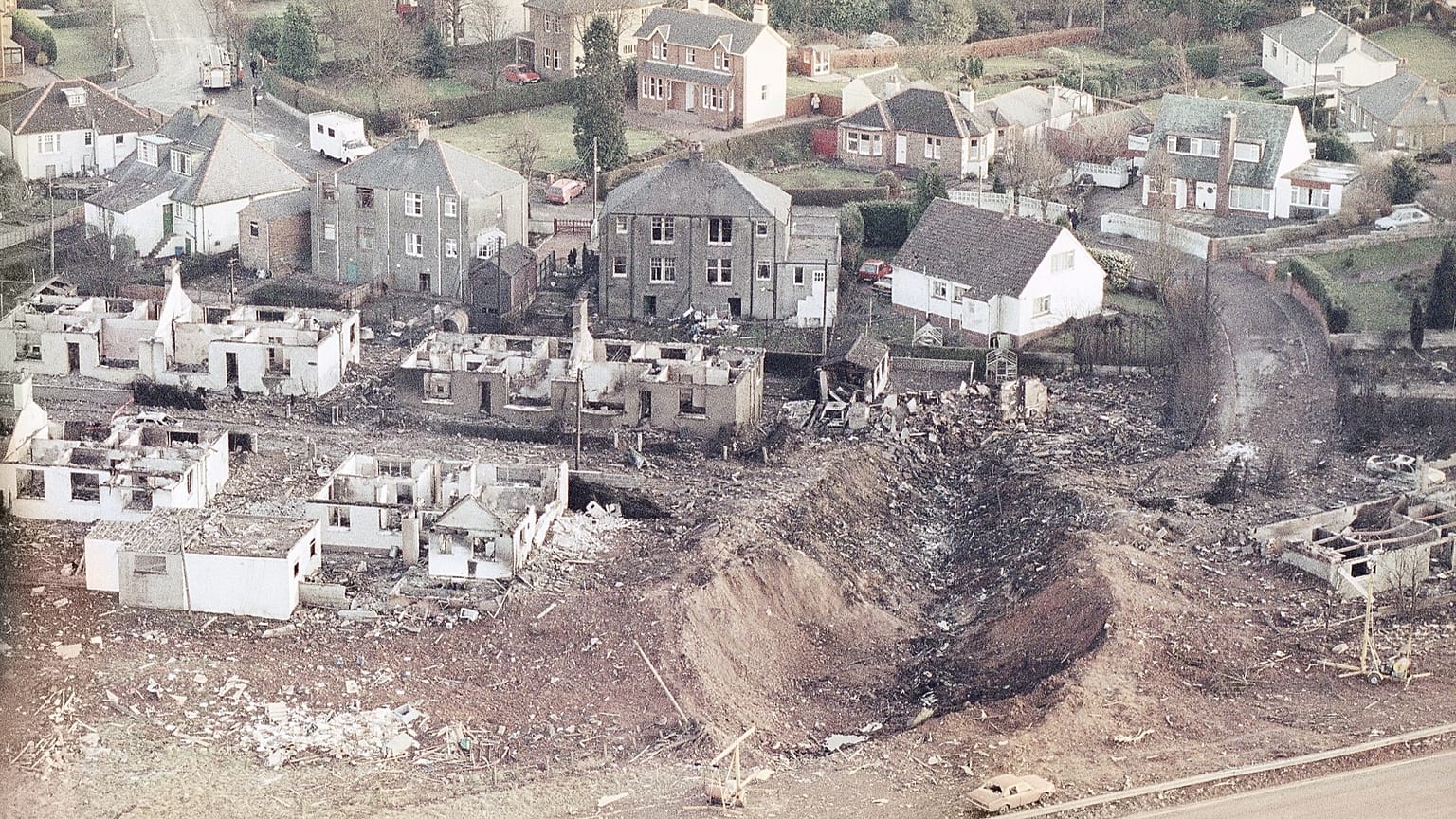 Area where Pan Am flight 103 came down in Lockerbie, 26 December, 1988