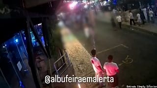 Imagens de videovigilância na Rua Francisco Sá Carneiro, em Albufeira. 