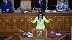La presidenta interina de Venezuela, Delcy Rodríguez, se dirige a la Asamblea Nacional en Caracas, Venezuela, el jueves 15 de enero de 2026.