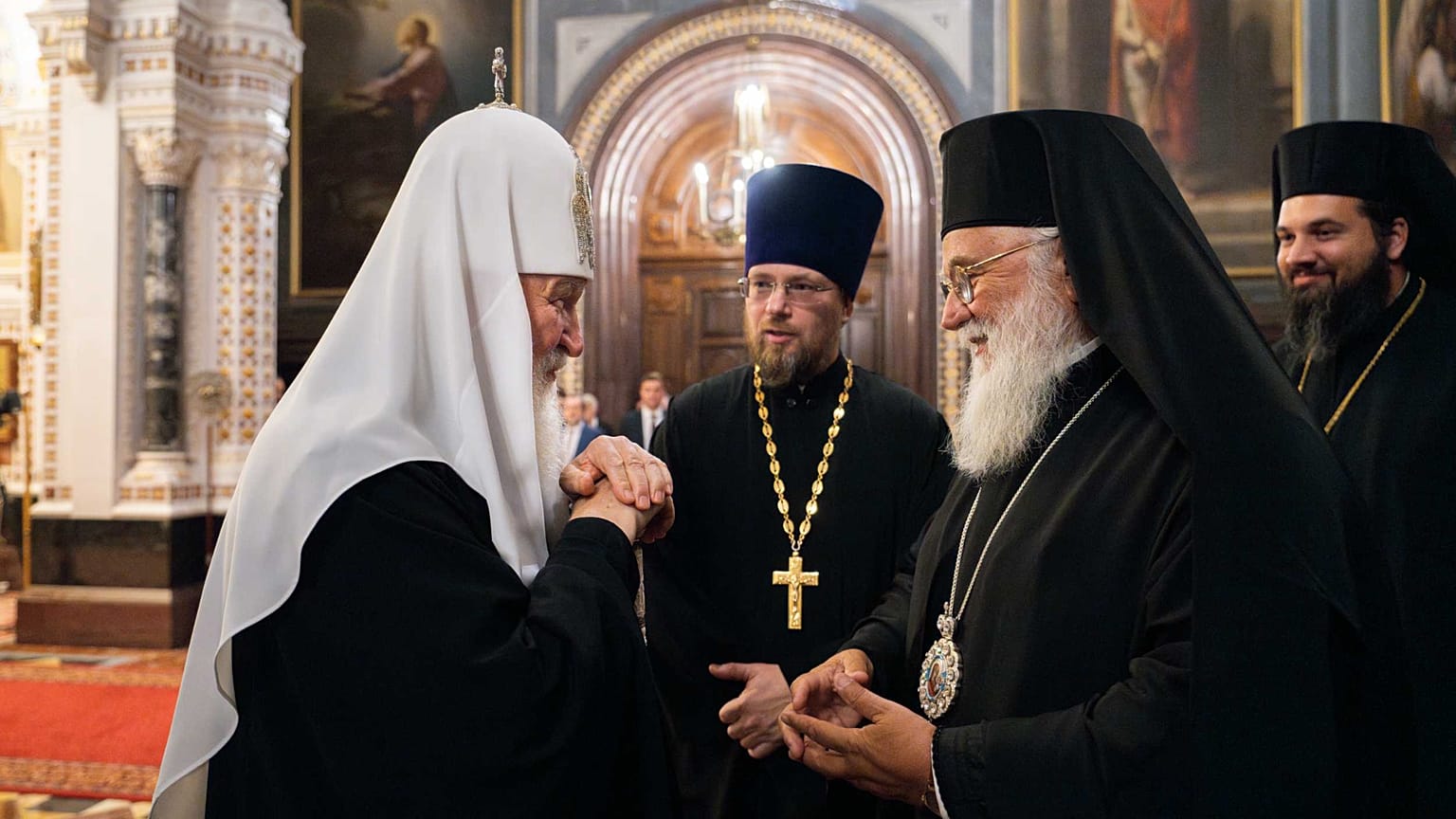 Patriarcha Moskwy Cyryl z metropolitą Korfu Nektariuszem