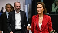 Renew Europe's leader Valérie Hayer and EPP leader Manfred Weber in the European Parliament