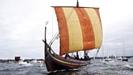 The Sea Stallion from Glendalough sails with modern boats from Roskilde fjord, Denmark, Sunday, July 1, 2007.