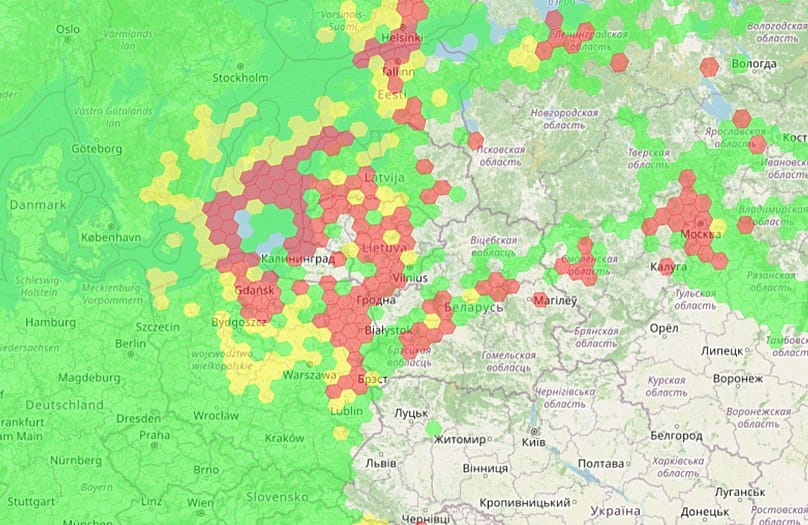 Perturbations du GPS en Europe le 24 août 2026, selon le service GPS Jam.