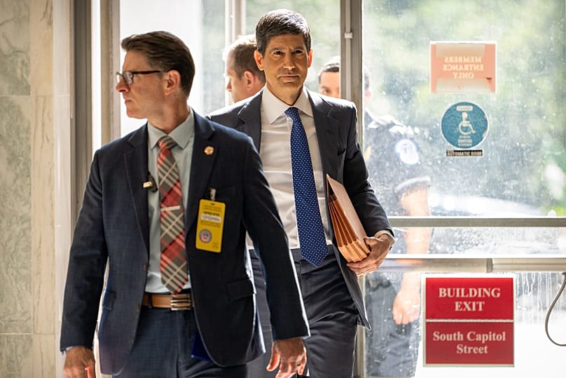 ARCHÍV FELVÉTEL. Kevin Warsh, a Federal Reserve elnöke megérkezik, hogy megjelenjen a képviselőház pénzügyi szolgáltatási bizottsága előtt a Capitoliumon, 2026. július 14-én