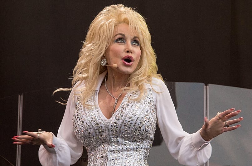 Dolly Parton performs on the main Pyramid stage at Glastonbury - 29 June 2014