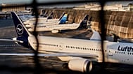 Lufthansa aircraft parked at Frankfurt Airport, 12 March, 2026