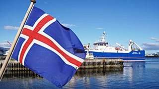 An Icelandic flag waves in the wind at Reykjavik Harbor in Reykjavik, Iceland, 9 August 2026. 