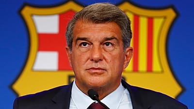 Archivo. El presidente del FC Barcelona, Joan Laporta, durante una rueda de prensa en Barcelona, el 6 de agosto de 2021.
