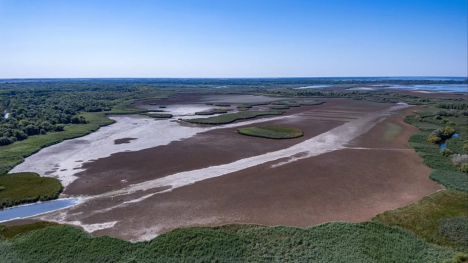 A dried-up basin of Lake Tisza in Tiszavalk, eastern Hungary.