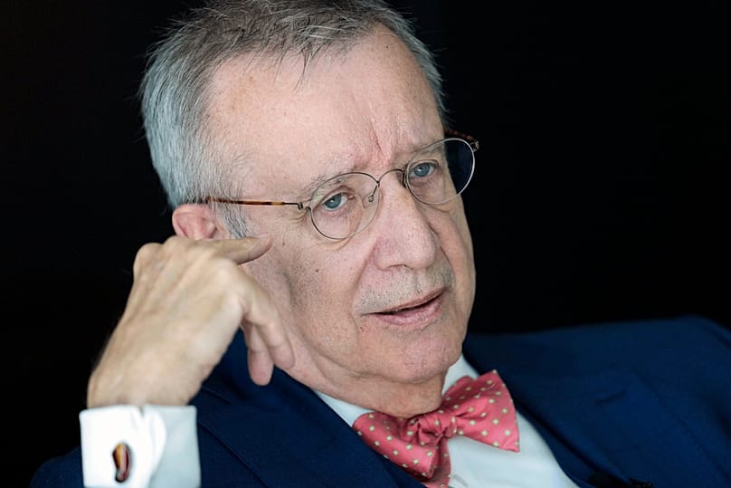 Former Estonian President Toomas Hendrik Ilves speaks during an interview with The Associated Press, in Tallinn, Estonia, Thursday, May 16, 2024