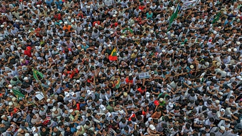 Rohingyas gather during an event at a refugee camp in Cox's Bazar, 25 August, 2026