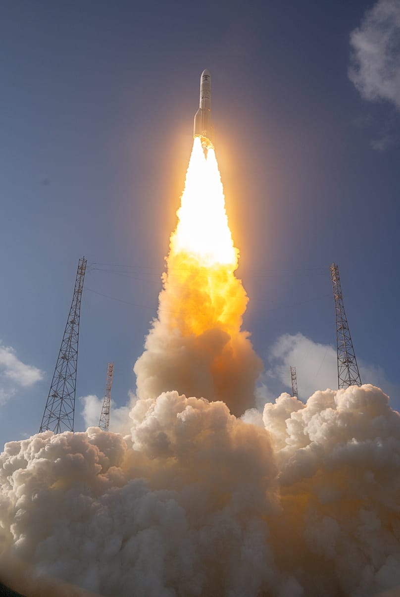 Der Satellit MTG-I2, gestartet an Bord einer Ariane-6-Rakete vom europäischen Weltraumbahnhof in Französisch-Guayana am 27. August 2026.