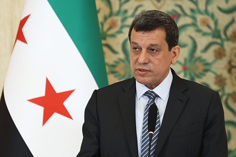 Suriye Demokratik Güçleri (SDG) Genel Komutanı Mazlum Abdi, Şam’daki Cumhurbaşkanlığı Sarayı’nda düzenlenen basın toplantısında konuşuyor, 25 Ağustos 2026