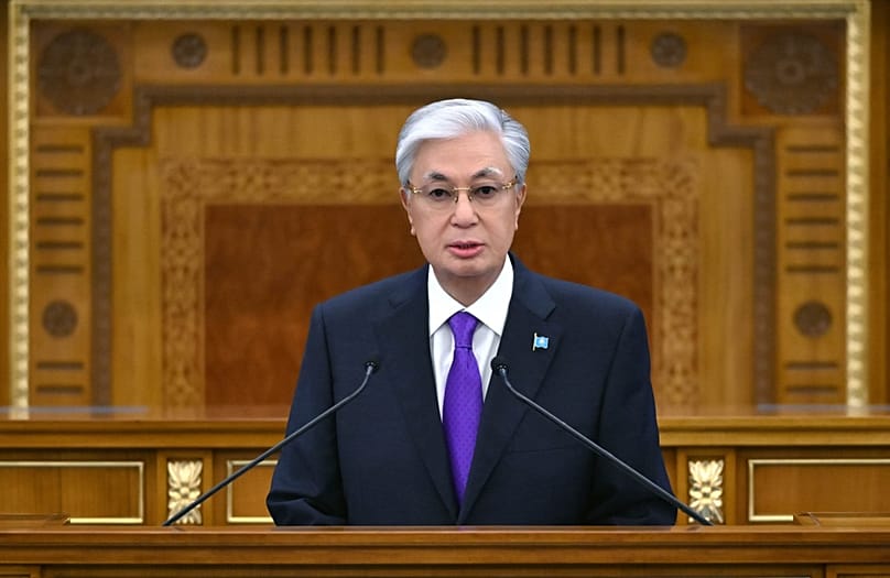 President Kassym-Jomart Tokayev at the first session of the Kurultai in Astana.