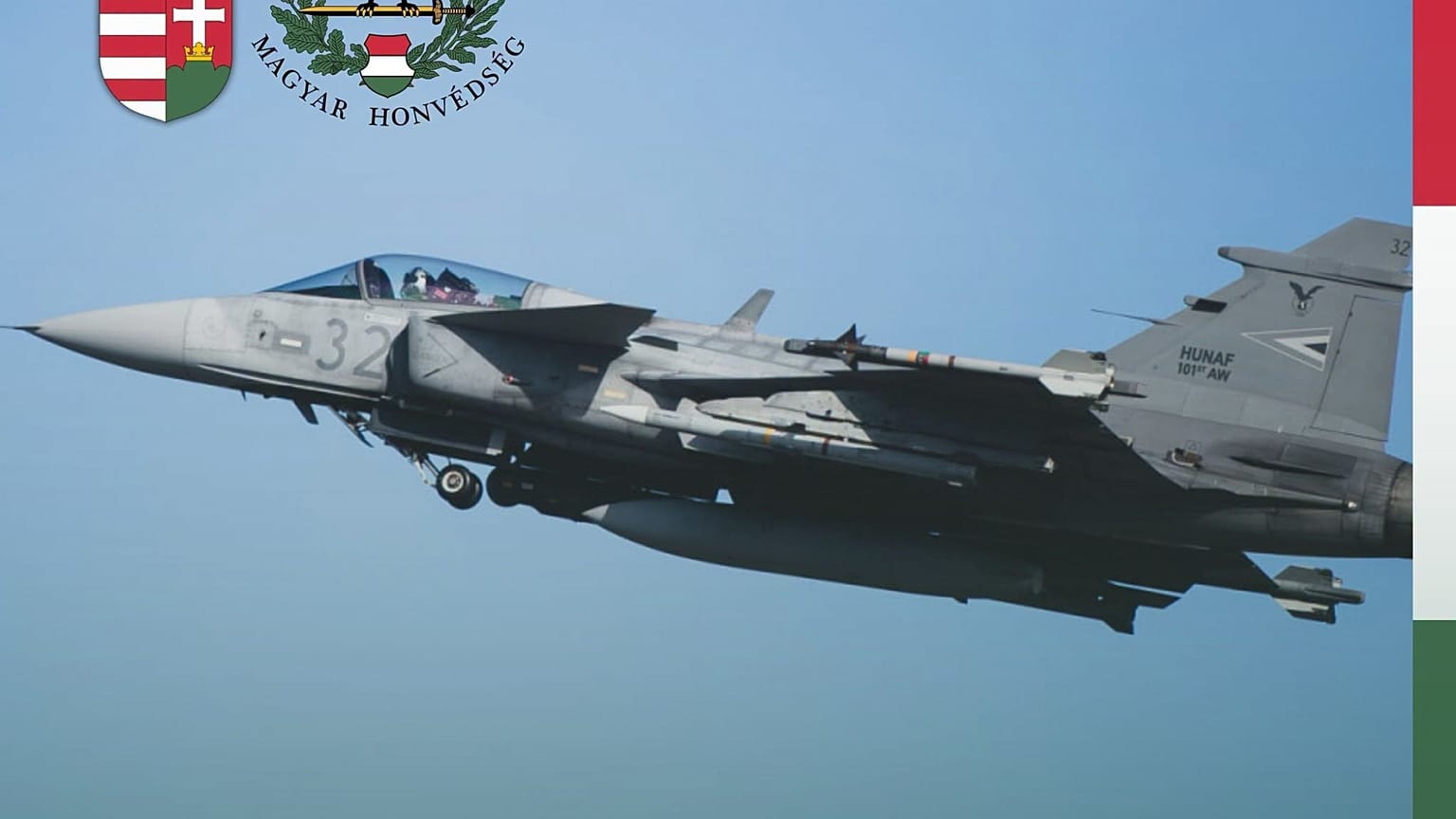 Illusztráció: a Magyar Honvédség Gripenjének fotója a honvédelmi miniszter bejegyzésében