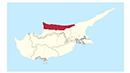 Girne'nin Kıbrıs haritasındaki konumu