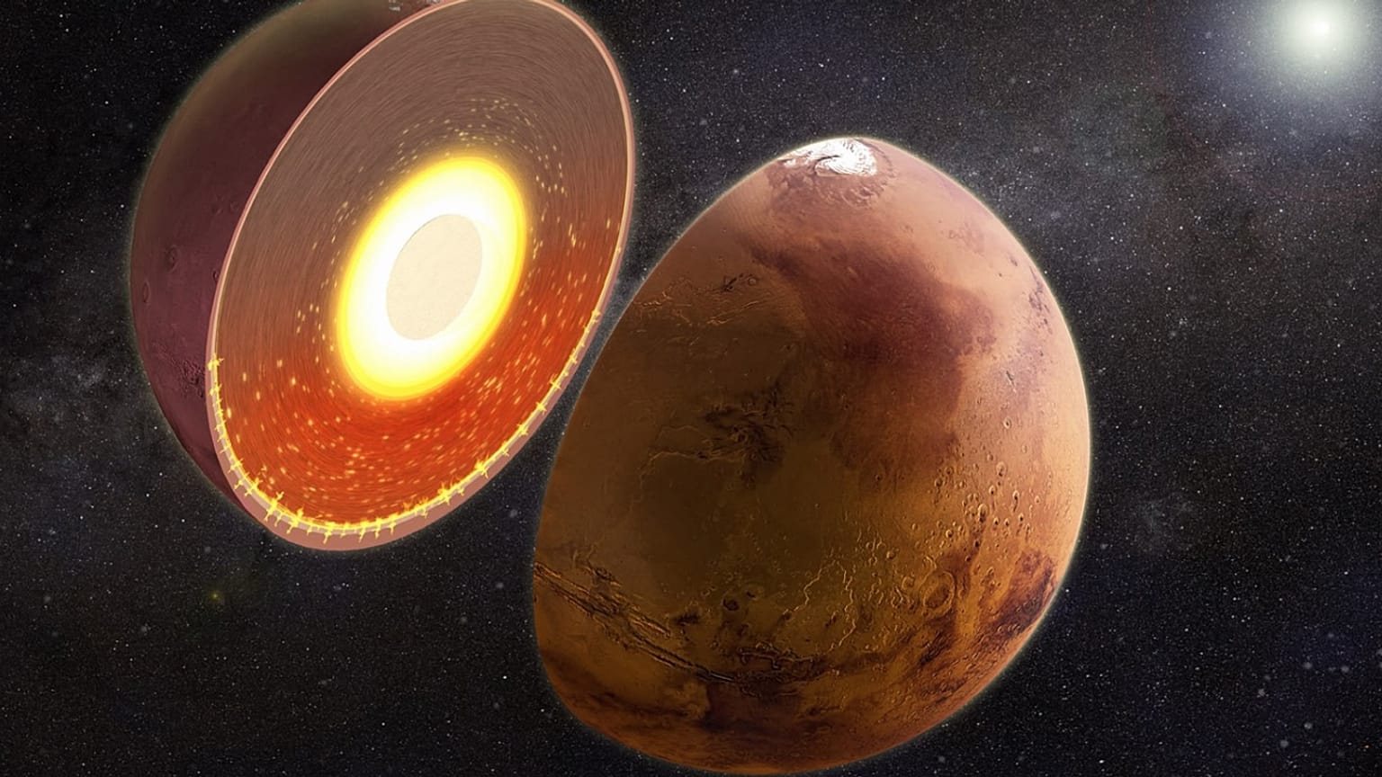 Mars'ın iç yapısına dair illüstrasyon