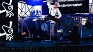 Finnish air guitarist Aapo “The Angus” Rautio performs during the 30th Air Guitar World Championships in Oulu, Finland.