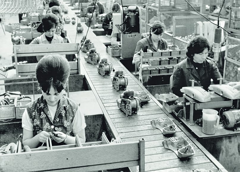 Stihl Fertigung in Waiblingen, Deutschland in den 1960er Jahren