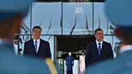 Chinese President Xi Jinping and Kyrgyz President Sadyr Zhaparov attend a welcoming ceremony at the Yntymak Ordo state residence in Bishkek, 31 August 2026
