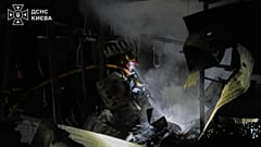 Firefighters put out a fire following a Russian missile attack in Kyiv, 1 September, 2026