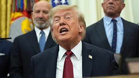 US President Donald Trump speaks in the Oval Office of the White House, 31 Aug. 2026