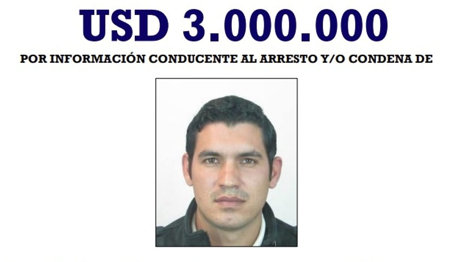 Cártel de la oferta de recompensa por la captura de 'El Güincho' del Departamento de Estado de EE.UU.