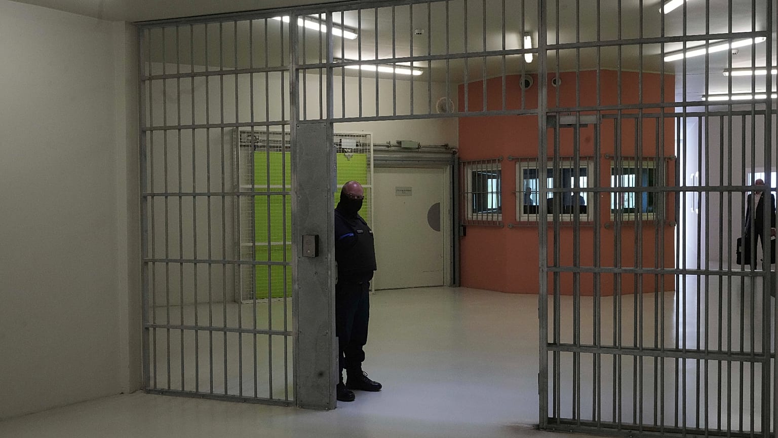 A guard stands at the Vendin-le-Vieil prison, northern France, Wednesday May 14, 2025. 