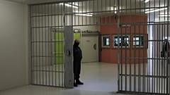 A guard stands at the Vendin-le-Vieil prison, northern France, Wednesday May 14, 2025. 