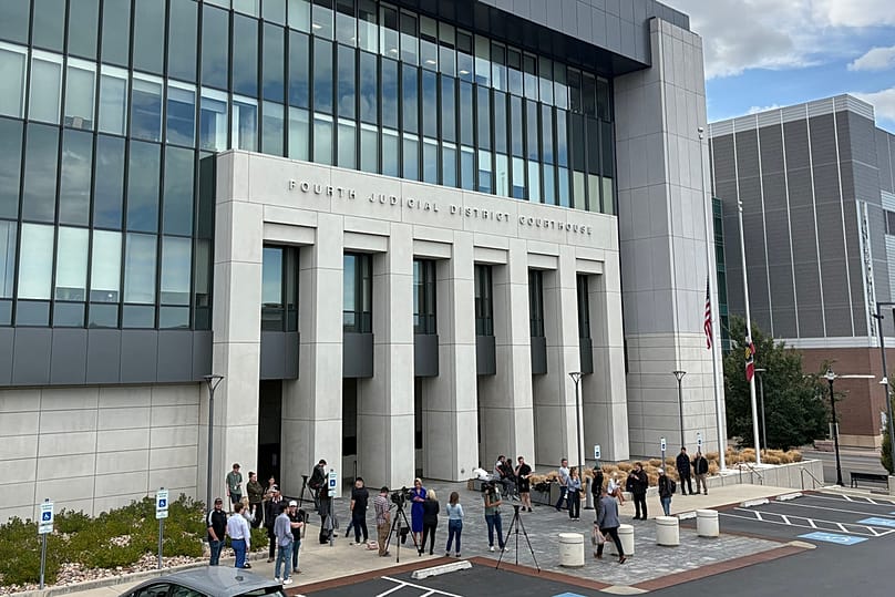 People gather outside the Fourth Judicial District Courthouse in Provo, before a key hearing for Robinson, accused of fatally shooting Charlie Kirk, Tuesday, 1 September, 2026