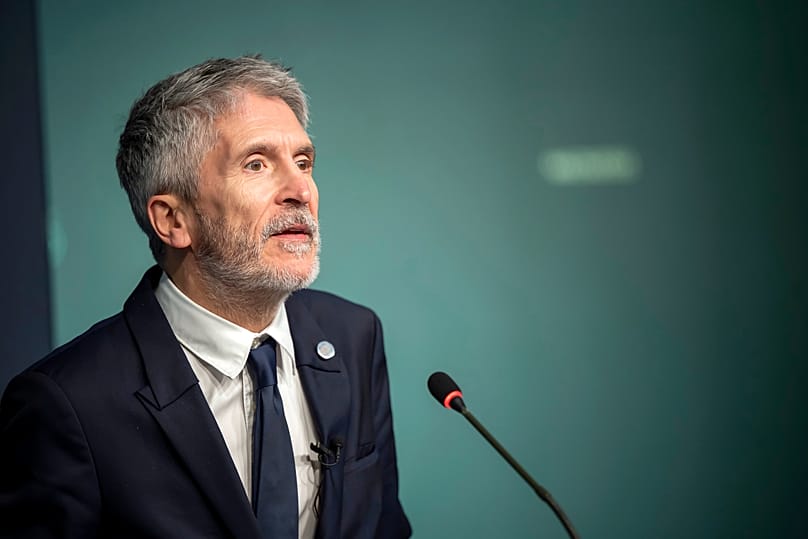 Spain's Interior Minister Fernando Grande-Marlaska talks to reporters during a press conference in Valletta, 4 March, 2023
